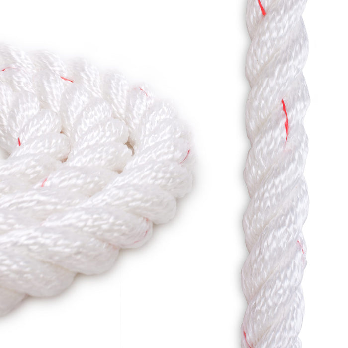 3/4" Polyester Combo Rope - White with Red Tracer