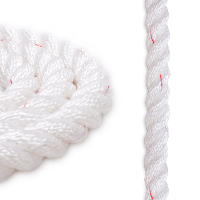 1/2 Polyester Combo Rope - White w/ Red Tracer