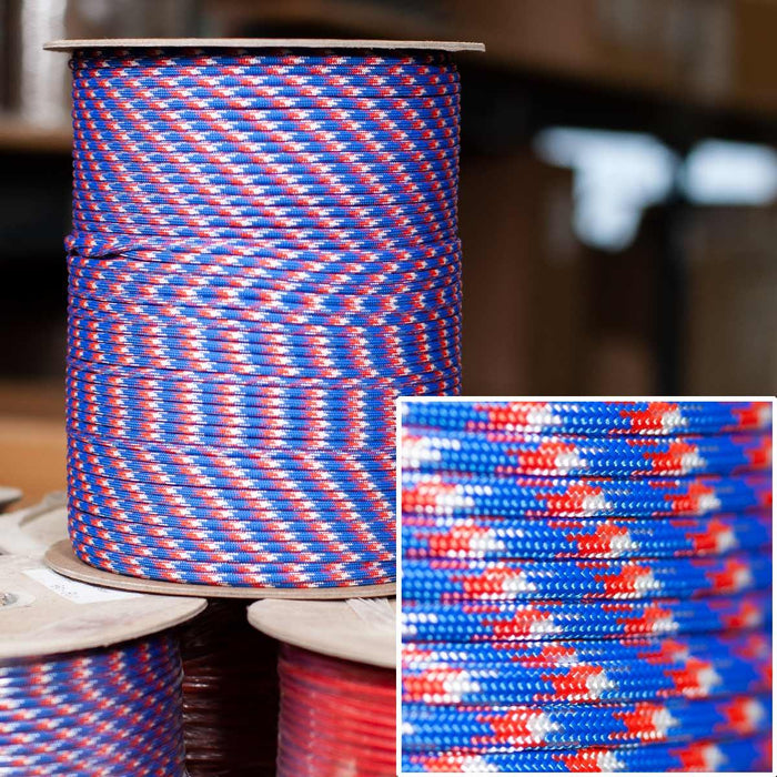 550 Paracord in Red/White/Blue-Camo -  1000' Spool