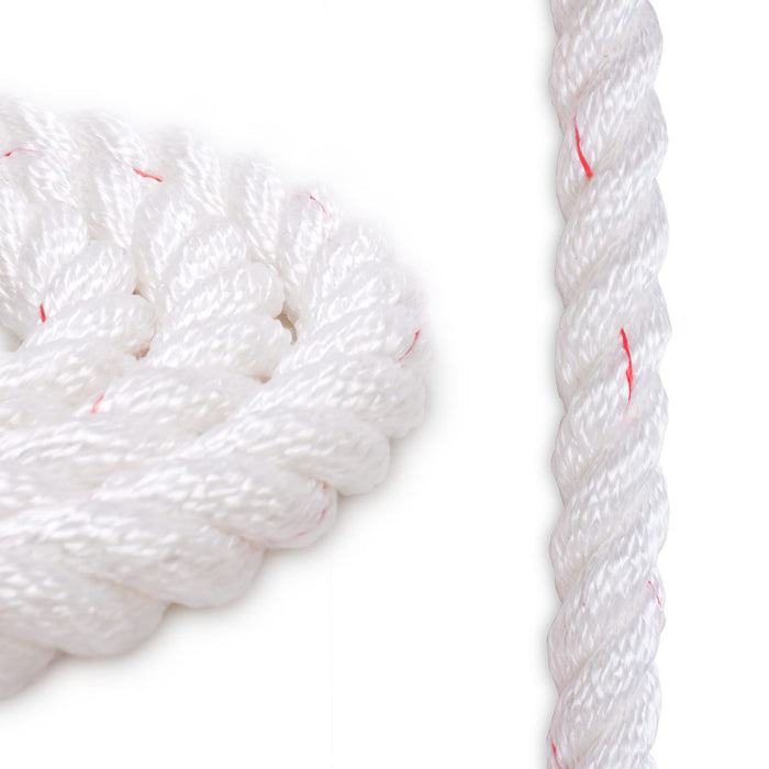 5/8" Polyester Combo Rope - White with Red Tracer