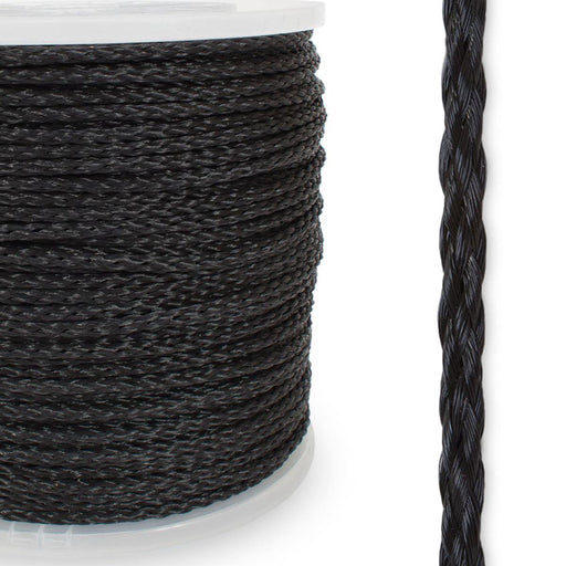 Polypro Soft 1 inch MFP Hollow Flat Braid Rope - Multiple Colors and Lengths - Easy to Splice and Seal, Size: 25 Feet, Black