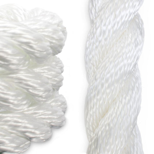 Five Oceans Marine Premium 3-Strand Nylon Twisted Rope 3/8 inch, White with Tracer (100 ft) Fo4567-m100, Size: 3/8 inch x 100 Feet