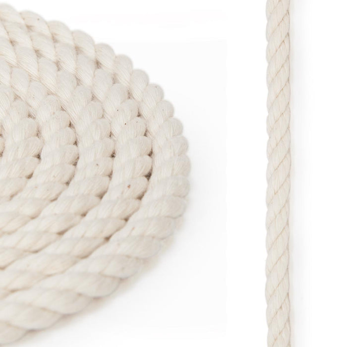 27" 3/16" 3-strand cotton - Natural. Cold cut no tape, 12 per bundle