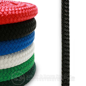 3/4" Coated Double Braid Nylon  - Black Per Foot