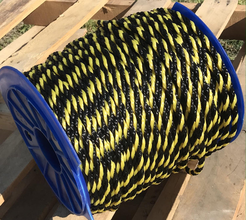 5/16"  Twisted Polypropylene - 600' Black Black and Yellow
