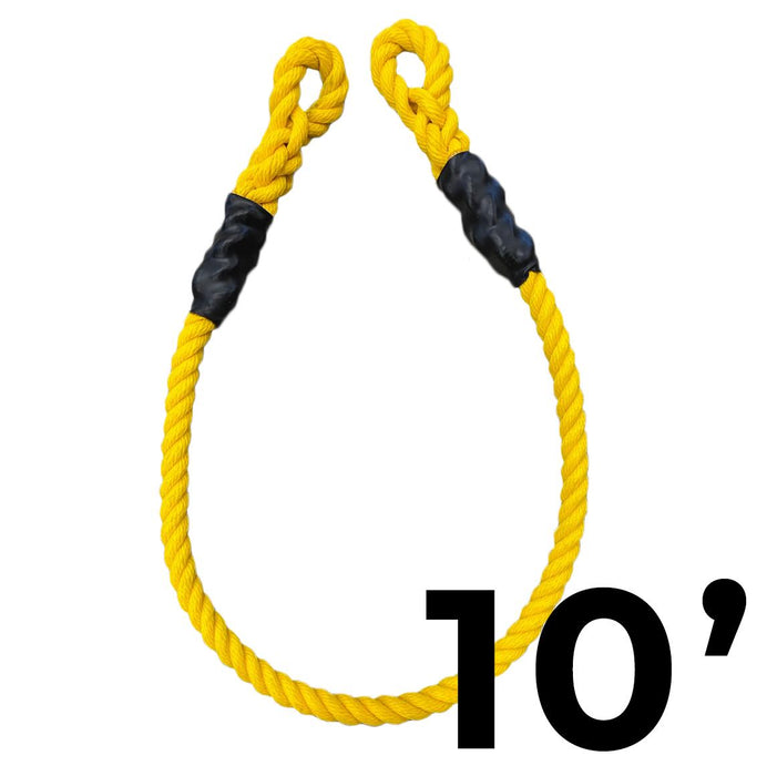 Yellow 3-Strand Polypropylene - 1 1/4" x 10' (Double Spliced)